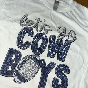 White and Blue Graphic T-Shirt